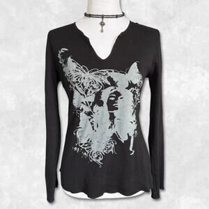 Subversive Euro Grunge Butterfly Girl Top Size L